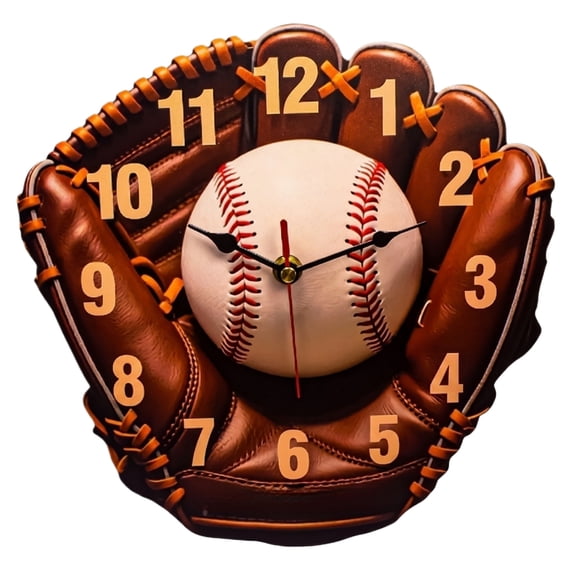 Baseball Glove Wall Clock with Pendulum,10 in Vintage Baseball Wall Decor Clock for Man Cave Game Room Kids Bedroom Baseball Fans Gift'S