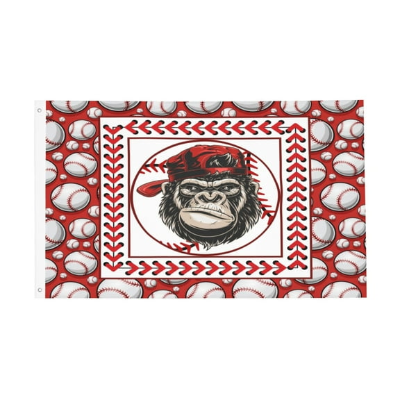 Baseball Gorilla Flag 3x5 Ft Outdoor Indoor With Grommet Garden Yard Banner Decorative Sign