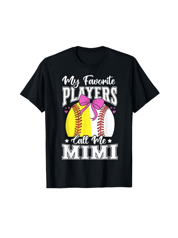 Baseball Grandma Favorite Softball Baseball Players Mimi Bow T-Shirt - Classic grandma's favorite shirt Unisex 100% Cotton T-Shirt Breathable Casual Everyday Wear Affordable Graphic Soft Cheap t shir