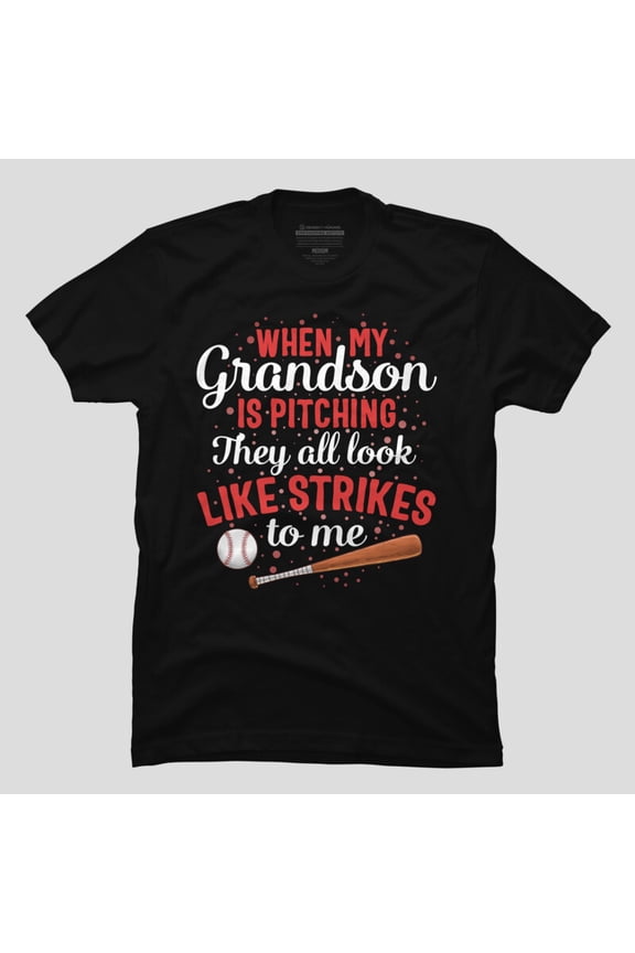Baseball Grandson Pitching Funny Grandpa Family Gift Unisex T-Shirt, Up to Size 5XL