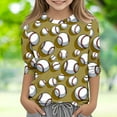 thumbnail image 1 of Baseball Graphic Tees Girls 3/4 Sleeve Tops Trendy Casual Cute Crewneck Kids Tshirts Toddler Girl Clothes Y2K Fall Fashion Tees Workout Gym Outfits, Size 3-12, 1 of 5