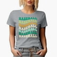 thumbnail image 1 of Baseball, Groovy Retro Wavy Text Merch Gift, Heather Grey T-Shirt, Small, 1 of 5