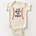 thumbnail image 1 of Baseball Half Way To First Baby Bodysuit Cute Baby Onesie, Baby Bodysuit Lat 4424 Cute Baby Onesie, BABY BODYSUIT LAT 4424, 1 of 3
