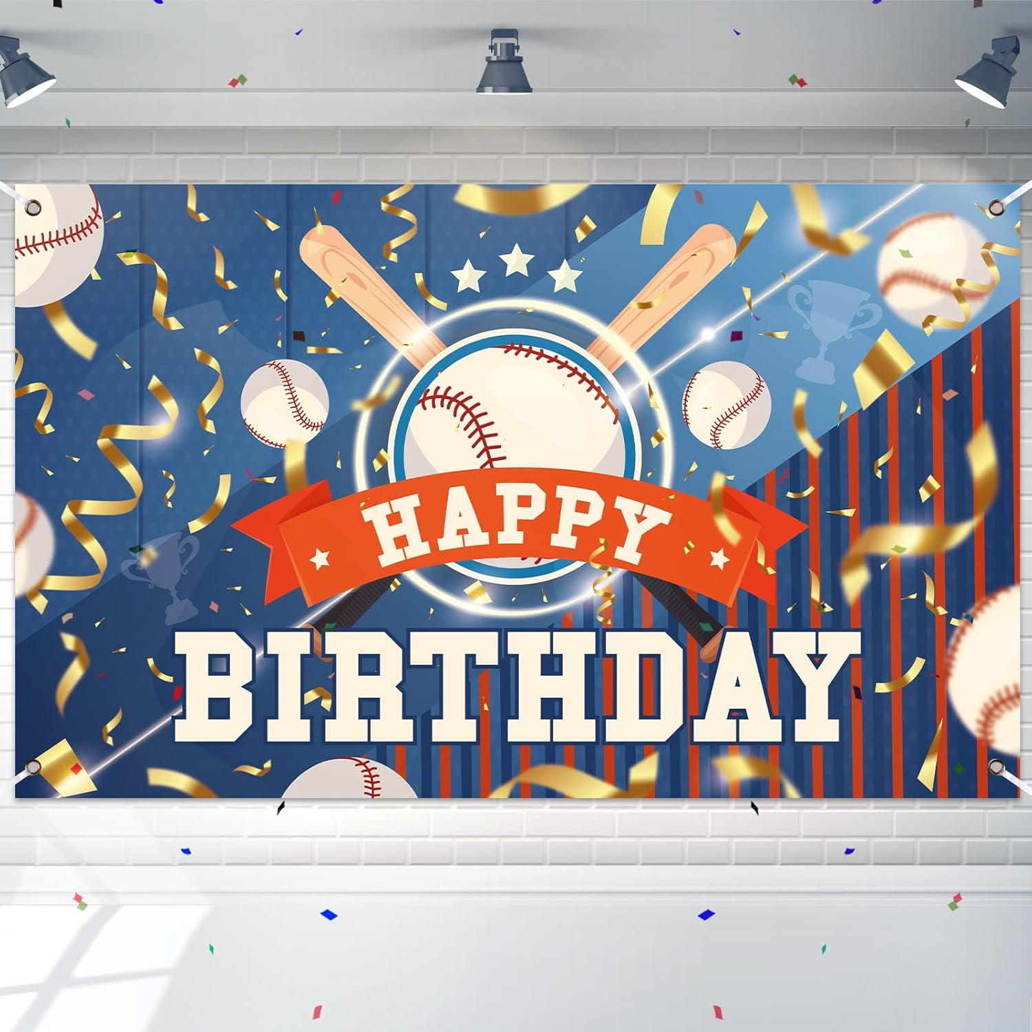 Baseball Happy Birthday Backdrop Baseball Theme Birthday Banner ...