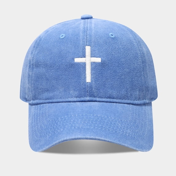 Baseball Hat AURORADY Men's Washed Cotton Embroidered Baseball Cap Adjustable Dad Hat for Independence Day & Casual Wear, Light Blue One Size Baseball Caps