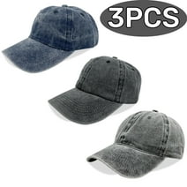 Baseball Hat Baseball Cap Washed Plain Cotton Vintage Adjustable Dad Hats for Men Women 3 Pack Grey