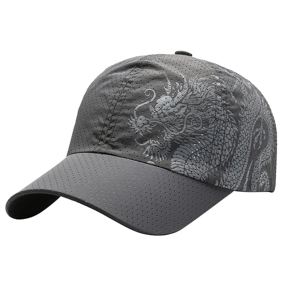 Baseball Hat Breathable Sunshade Quick Drying Dragon Print For Outdoor Soft Hats Dark Gray