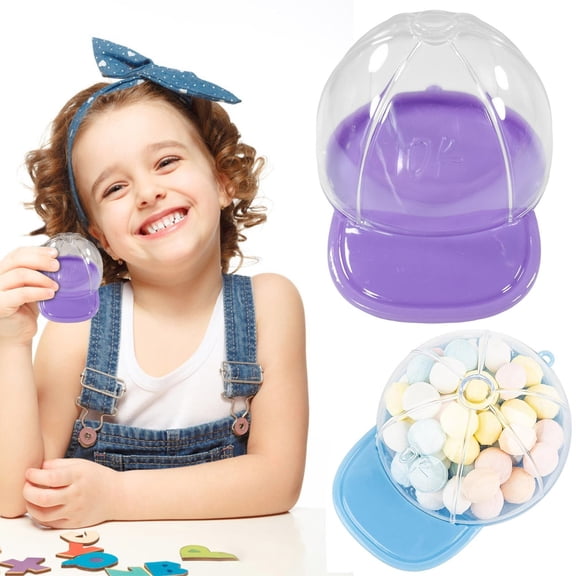 Baseball Hat Candy Box, 3.3'' Mini Purple Baseball Cap Shaped Candy Gift Box, with Clear Dome, Endearing Treat Boxes for Candy Wrapping, Holiday Stuffers Party Favors, Dust Proof & Food Grade Plastic