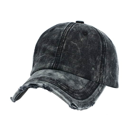 Baseball Hat Casual Denim Hole Splice Adjustable Washed Sun Protection Summer Distressed Mens Caps