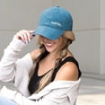 thumbnail image 1 of Baseball Hat Distressed Embroidered Letter Summer Soft Top Adjustable Outdoor Ball Caps Blue One Size, 1 of 4