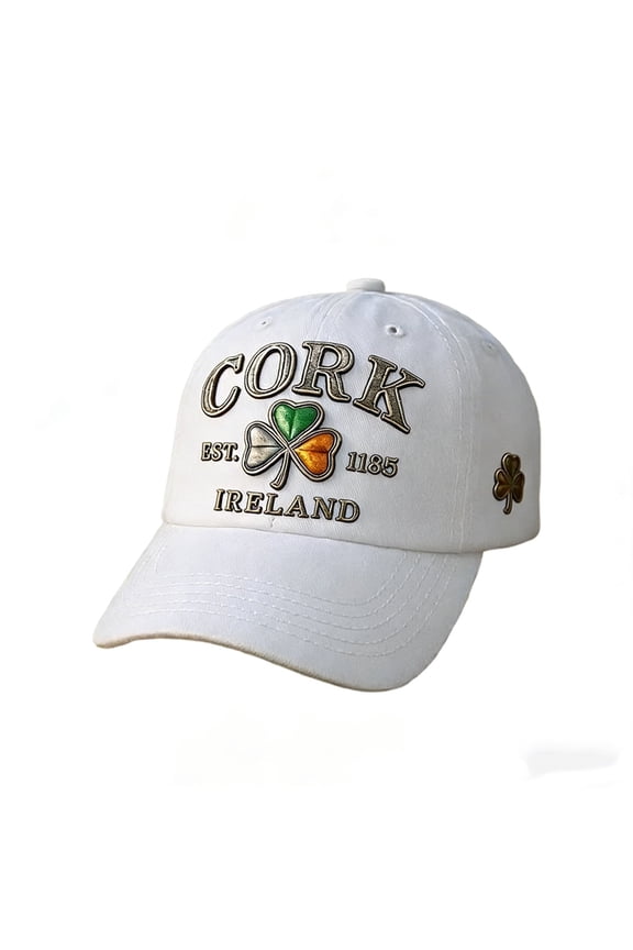 Baseball Hat Embroidered Dad Hat Ireland Shamrock White Irish St Patrick's Men & Ladies Baseball Cap