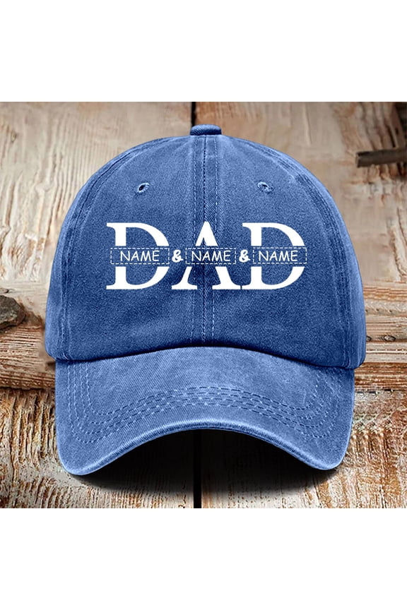 Baseball Hat Fathers Day Custom Dad Custom with Names Custom Adjustable Outdoor Baseball Caps Blue One Size