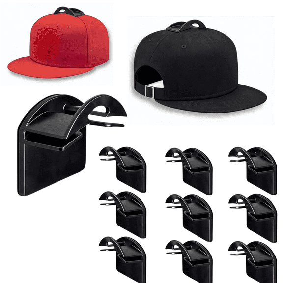 Baseball Hat Holder for Wall, Black, Holds Up to 10 Baseball Caps