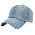 thumbnail image 1 of Baseball Hat Sun Caps CQXIDFH Women Denim Studded Baseball Cap, Fashion Panel Design Sun Hat, Breathable Outdoor Visor Headwear for Daily Casual Wear, Beanie Hat (Light blue, One Size), 1 of 6
