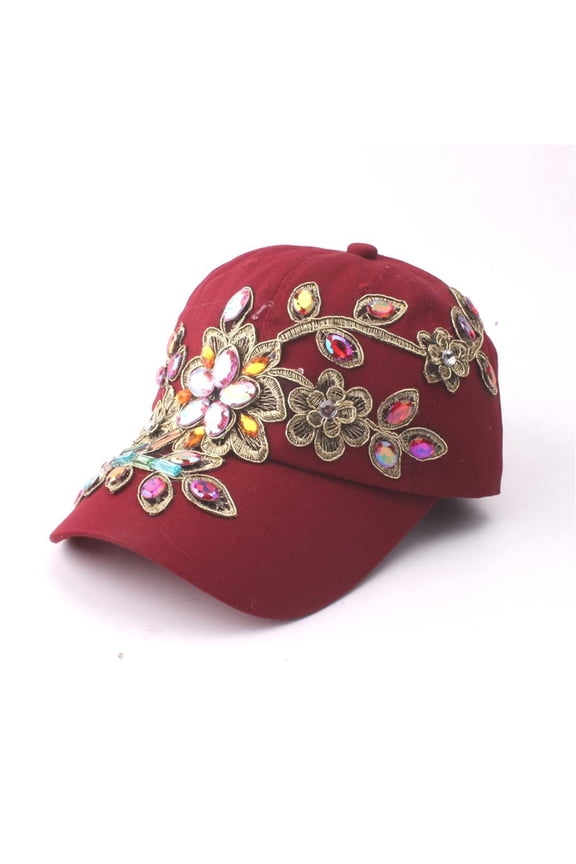 Baseball Hat Sun Caps VLOOCKLW Flower Snapback Rhinestone Sun Hats Adjustable Denim Jeans Hat