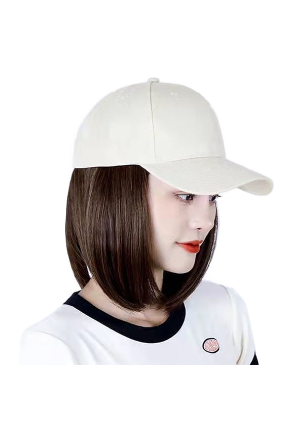 Baseball Hat Women Baseball Cap With Hair Extensions For Women Straight Short Bob Baseball Cap Hair