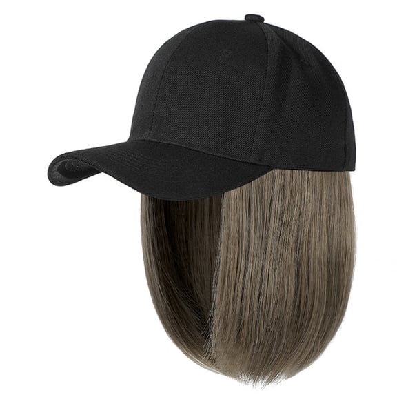 Baseball Hat Women Baseball Cap With Hair Extensions For Women Straight Short Bob Baseball Cap Hair