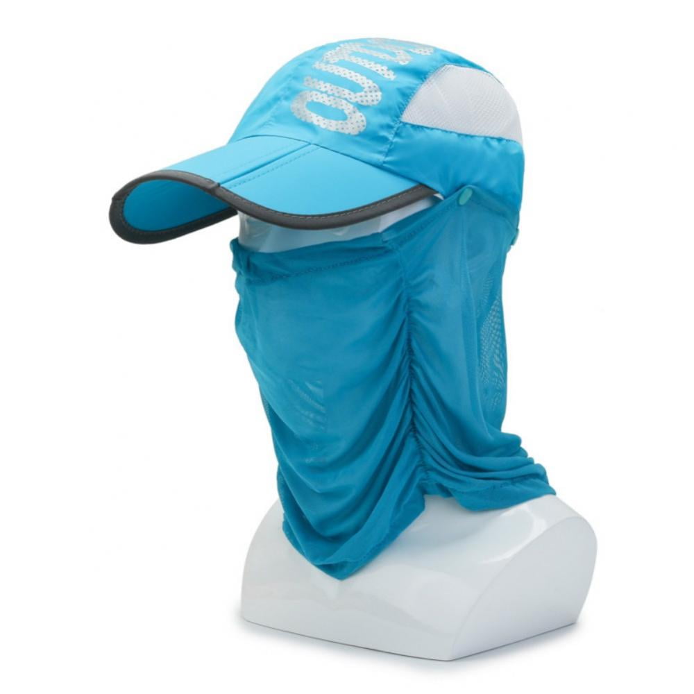 Baseball Hat with Removable Mesh Face Neck Flap Cover Outdoor Hiking  Fishing Hat Men Women Sun Cap with Ponytail Hole