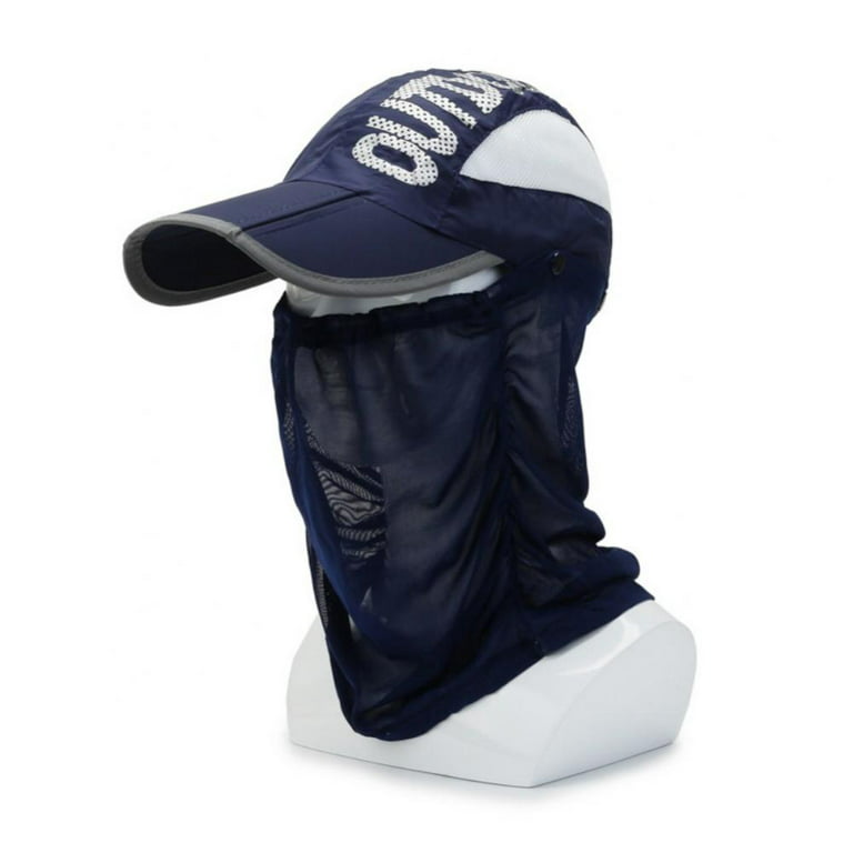 Baseball Hat with Removable Mesh Face Neck Flap Cover Outdoor