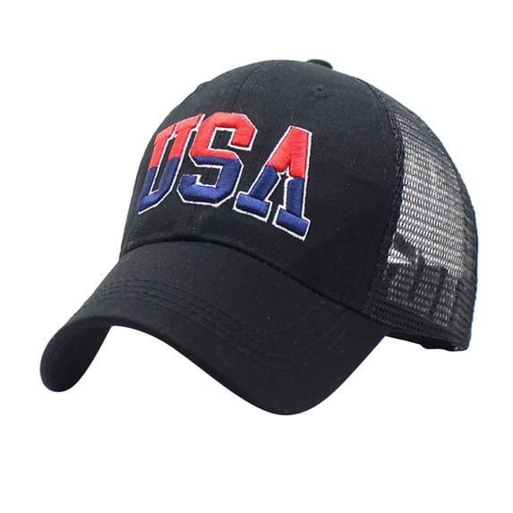 Baseball Hats for Men Women CQXIDFH American Flag Embroidered Baseball Cap, Unisex Grid Trucker Hat, Adjustable Visor Bucket Hat, Neutral Summer Casual Outdoor Headwear for Men Women (Black2)