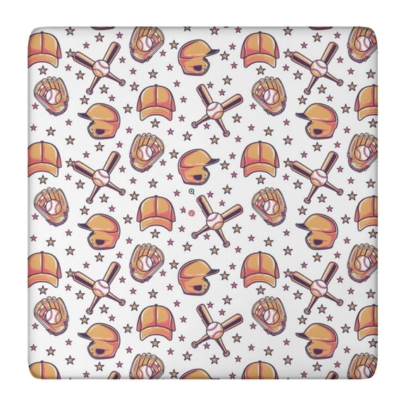 Baseball Hats Pattern Square Fitted Tablecloth with Elastic Edge,Square Table Cover,Washable Elastic Table Cover for Home Kitchen Party Decor 36"x36"