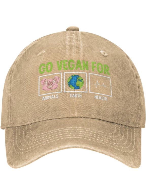Baseball Hats for Men Vegan Vegetarian Baseball Hats for Women's Beach Cap Go Vegan for Animals Tennis Caps