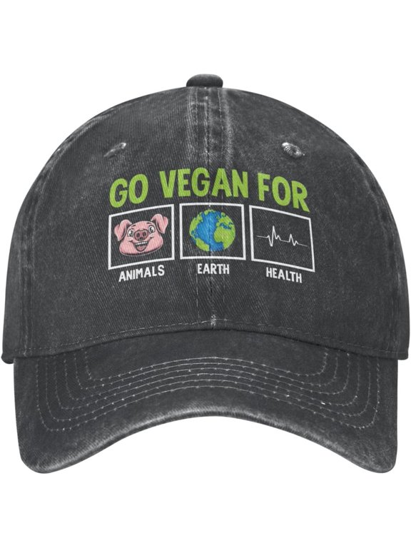 Baseball Hats for Men Vegan Vegetarian Baseball Hats for Women's Beach Cap Go Vegan for Animals Tennis Caps