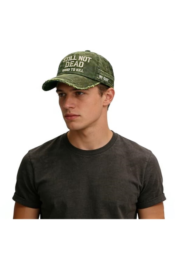 Baseball Hats for Men Women Not Dead Pattern Washed Distressed Embroidered Hard To Break Dad Beach Cap