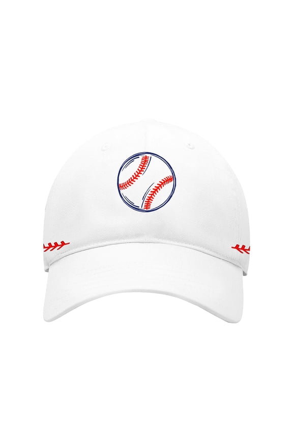 Baseball Hats for Women, Audhol Washed Baseball Pattern with Printed Baseball Caps on Both Sides Womens Hats White One Size