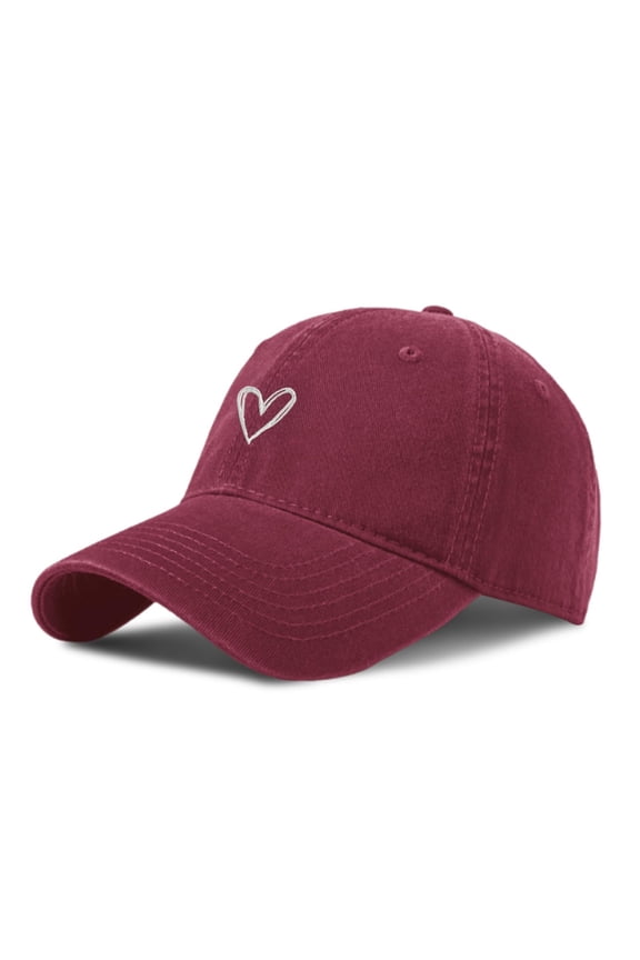 Baseball Hats for Women Men Embroidered Heart Print Adjustable Outdoor Activities Ball Caps Red One Size