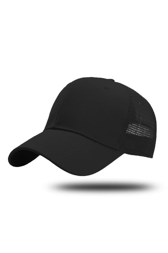 Baseball Hats for Women Men Trucker Structured Plain 6 Panel Adjustable Outdoor Baseball Caps Black One Size