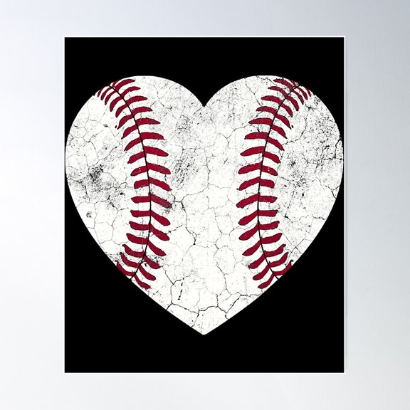 Baseball Heart Cute Mom Dad Brother Sister Family Baseball Poster Wall Art, Modern Wall Decor For Living Room Bedroom, 8x12 UNFRAMED