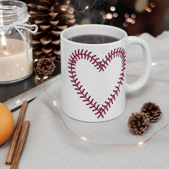 Baseball Heart Mug, Spor Fan Gift.