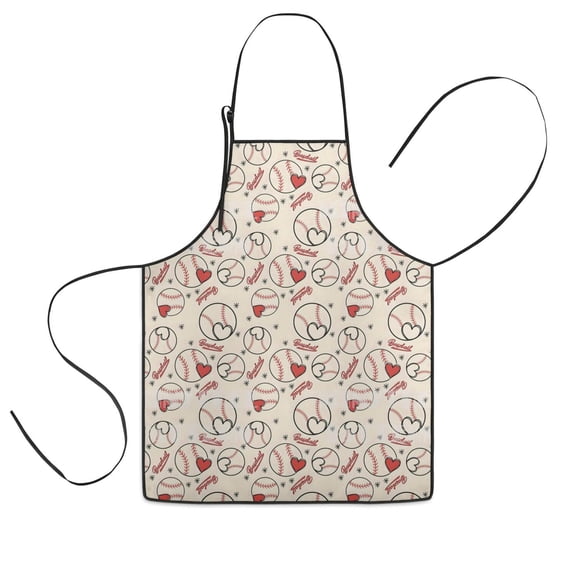 Baseball Heart Pattern Kids Aprons for Girls and Boys,Adjustable Neck Strap Toddler Aprons for Kids Cooking Baking