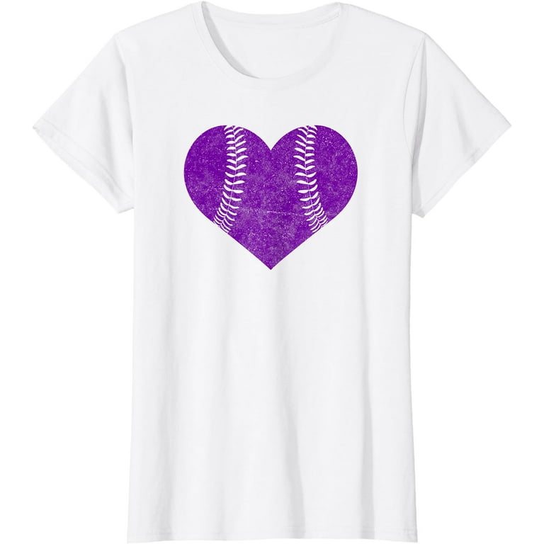 Baseball Heart Shirt Softball Mom Matching Team Gift Purple Baseball Heart Shirt Softball Mom Matching Team Gift Purple