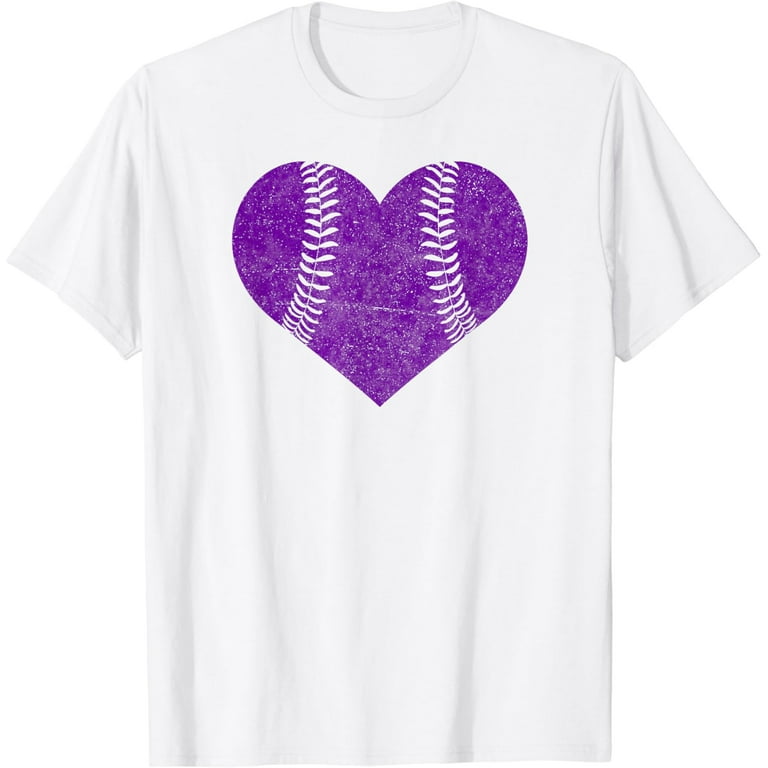 Baseball Heart Shirt Softball Mom Matching Team Gift Purple Baseball Heart Shirt Softball Mom Matching Team Gift Purple