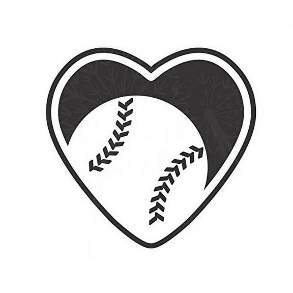 Baseball Heart Sports Art Wall Decals Vinyl Stickers For Teen Room Decor, Black 12x12-Inch