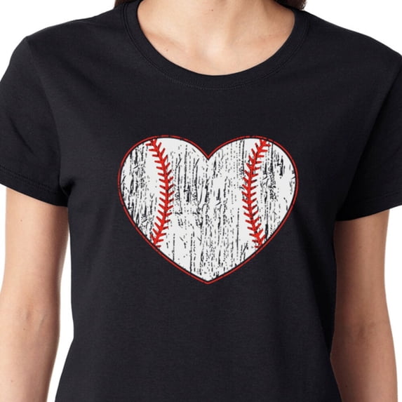Baseball Heart T Shirt - Baseball Womens T-Shirt. Vintage Baseball Heart Graphic Sport Game Plus Size Shirt Funny Cute Baseball Mom Shirt Unisex S-5XL Hot Trending Shirt, Vintage Birthday Gift