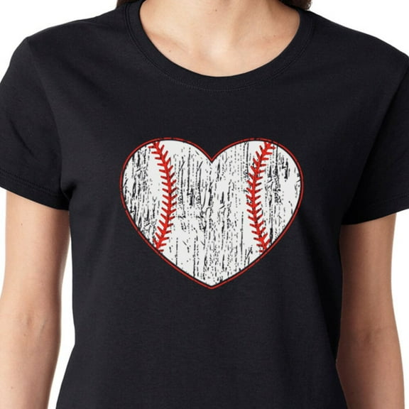 Baseball Heart T Shirt - Baseball Womens T-Shirt. Vintage Baseball Heart Graphic Sport Game Plus Size Shirt Funny Cute Baseball Mom Shirt Unisex S-5XL Hot Trending Shirt, Vintage Birthday Gift