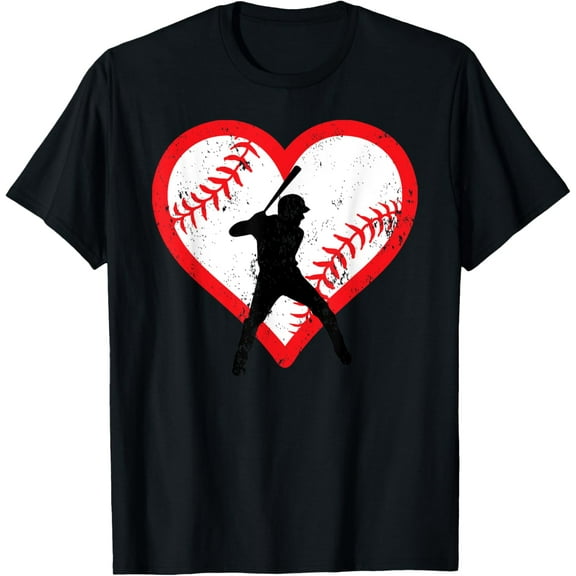 Baseball Heart Valentine's Day Gifts Teen Boys Kids Girls T-Shirt