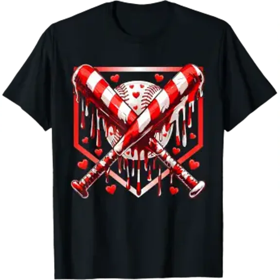 Baseball Heart Valentines Day Baseball Ice Cream Drip Boys T-Shirt