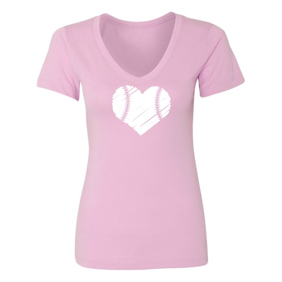Baseball Heart Womens V-Neck T-Shirt