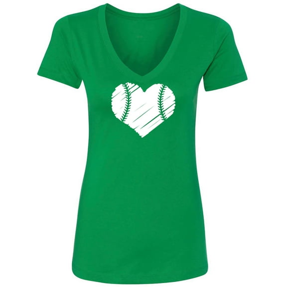 Baseball Heart Womens V-Neck T-Shirt