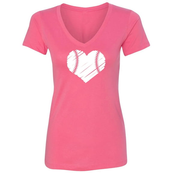 Baseball Heart Womens V-Neck T-Shirt