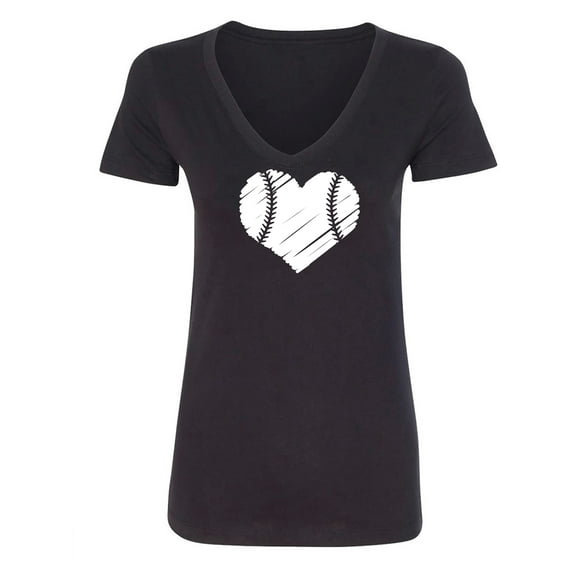 Baseball Heart Womens V-Neck T-Shirt