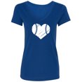 thumbnail image 1 of Baseball Heart Womens V-Neck T-Shirt, 1 of 2