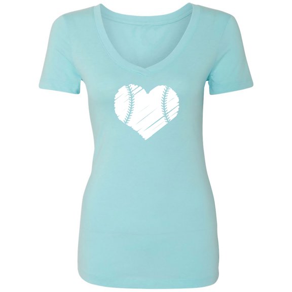 Baseball Heart Womens V-Neck T-Shirt