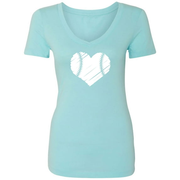 Baseball Heart Womens V-Neck T-Shirt