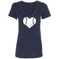 thumbnail image 1 of Baseball Heart Womens V-Neck T-Shirt, 1 of 2