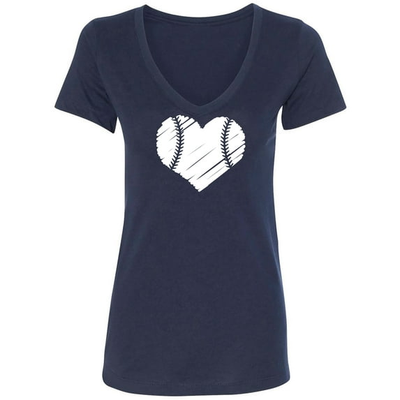 Baseball Heart Womens V-Neck T-Shirt